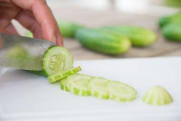 close up fresh green cucumber.