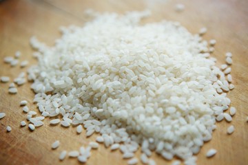 rice, sprinkled on a slide.