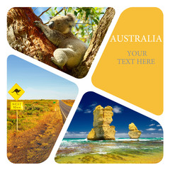 Photo collage of Australia. Great Ocean Road.  Twelve Apostles. Travel