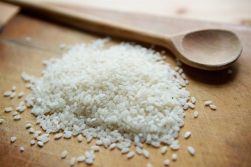 rice, sprinkled on a slide.