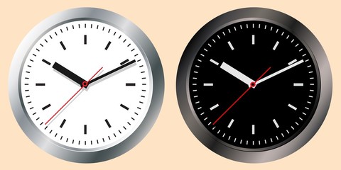 Images of wall clocks. Light and dark options. The concept of world time. Internet Marketing. Daily infographics.