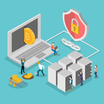 bitcoin digital crypto currency , blockchain and security concept. vector illustration