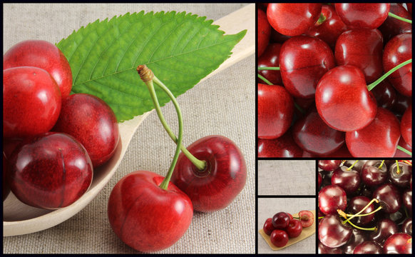 Collage of red cherry-rectangle