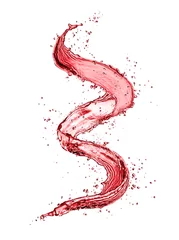 Poster Red wine abstract splash shape on white background © Jag_cz