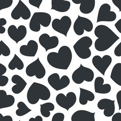 Fototapeta na wymiar Heart seamless pattern, endless texture. Black hearts on white background, vector illustration. Valentine's Day Pattern. Anniversary, Birthday. Love. Sweet Moment, wedding.