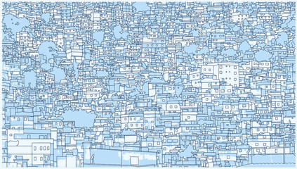 Background illustration of brazilian cityscape with residential building in high detail