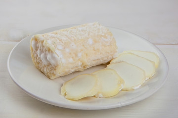 delicious fresh mozzarella on  white plate