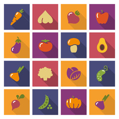 Stylized icons of vegetables.