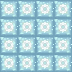 Naklejka premium Weiße Blumen, Hintergrund blau 