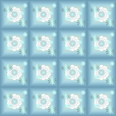 Weiße Blumen, Hintergrund blau 