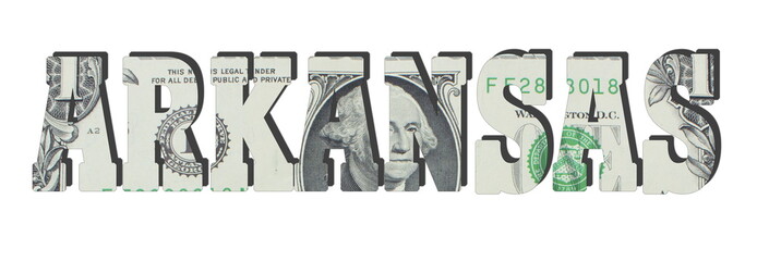 Arkansas. American dollar banknotes. Background with money