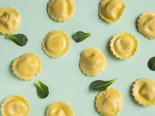 Green raw ravioli pattern