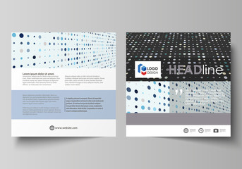 Business templates for square brochure, flyer, booklet, report. Leaflet cover, abstract layout. Soft color dots with illusion of depth and perspective, dotted background. Modern elegant vector design.