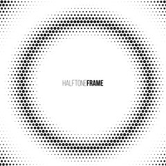 Halftone frame made of dots. Vector design element. One click to change color.