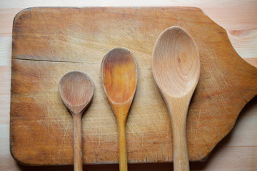 Wooden rustic spoons three pieces
