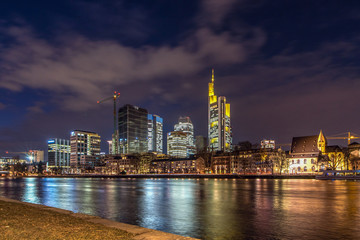 Fototapeta na wymiar The skyline of the banking metropolis in Frankfurt am Main. Frankfurt, Germany / 26 February 2018