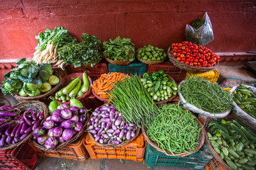 Vegetables for sale on the street, India.