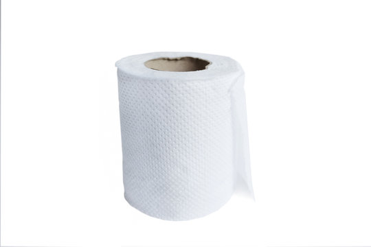 Tissue paper isolated on white background.Toilet paper roll isolated on white background
