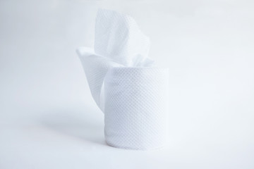 Tissue paper isolated on white background.Toilet paper roll isolated on white background