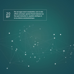 Dark green vector template with connection points and lines