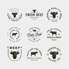 set of premium fresh beef labels. vector illustration