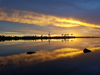 Fototapeta na wymiar Beautiful Harbour Sunrise - Williamstown, Victoria, Australia