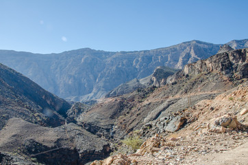 Rocky mountains in Oman without any trees