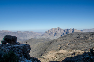 Rocky cliff in mountains in Oman