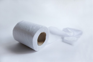 Tissue paper isolated on white background.Toilet paper roll isolated on white background
