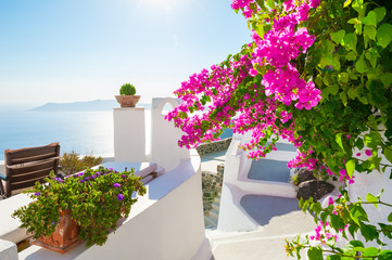 White architecture on Santorini island, Greece.