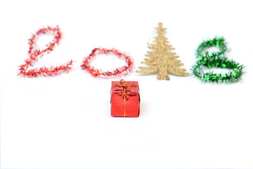 Happy New Year 2018 background with 2018 figures. Festive New Year 2018 greeting card. New Year 2018 holiday background. copy space