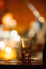 Glass at the Bar around Yokohama, Japan. Many things are used as displays for entertaining customers.