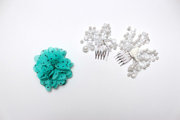 Hair clip made of beads, wedding hair ornament, bride