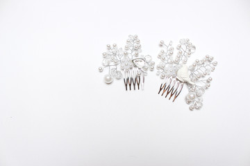 Hair clip made of beads, wedding hair ornament, bride