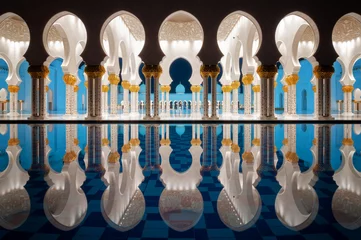 Poster Im Rahmen Erstaunliche Nachtreflexion in der Moschee, Abu Dhabi, Vereinigte Arabische Emirate? © marekkijevsky