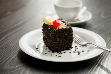 concept of yummy cake. loke sweets. enjoy dessert