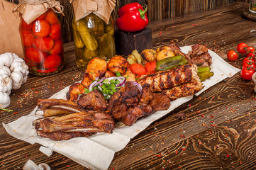 Raw barbecue shish kebabs - grilled meat