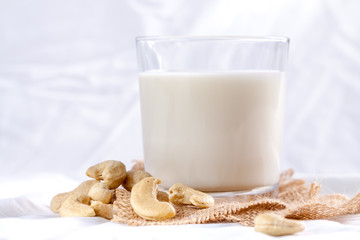 Single glass of cashew nuts milk.