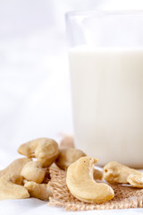 Single glass of cashew nuts milk.