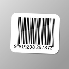 Realistic barcode sticker with shadow