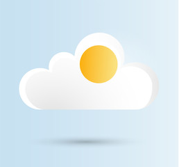Fried egg in the form of a white and yellow cloud on a blue sky background. Vector illustration for World Egg Day, Easter Holiday or another design use.