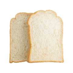 slice bread isolated on white background in top view