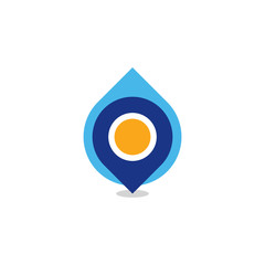 Fototapeta premium Pin Water Logo Icon Design