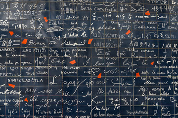 The wall of love. Wall in Paris with 'I love you' written in all the major international languages.