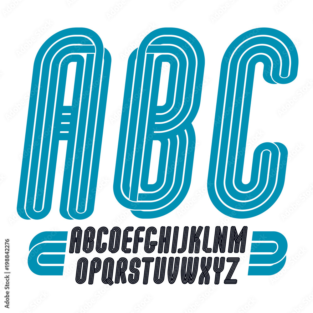 Fototapete vector art funky script from a to z created with parallel stripes, best for use in logotype design f