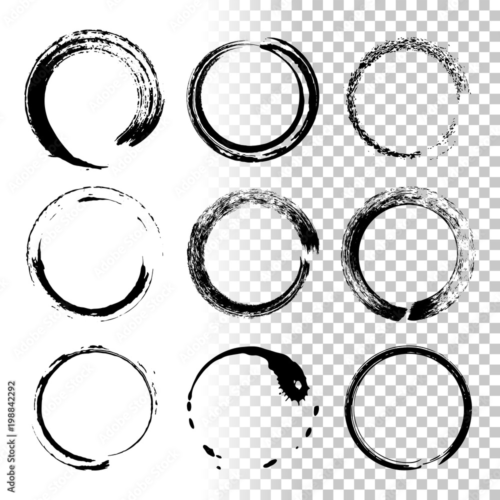 Poster round grunge frames isolated on transparent background. vector design element set.