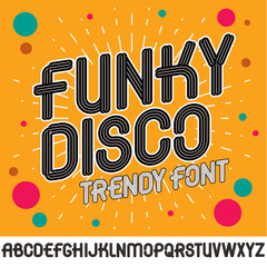 Set of vector capital funky alphabet letters isolated, can be used for logo creation in entertainment business.