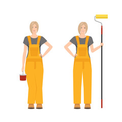 Builder woman vector