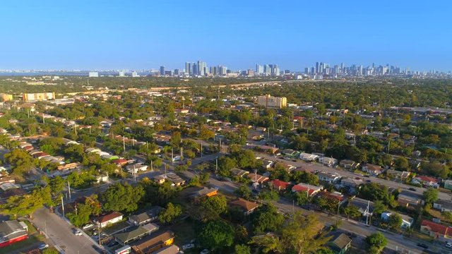 Aerial drone footage Miami Liberty City high crime drug neighborhoods 4k