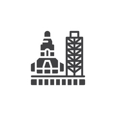 Naklejka premium Space Launch System vector icon. filled flat sign for mobile concept and web design. Spacecraft launch pad simple solid icon. Symbol, logo illustration. Pixel perfect vector graphics